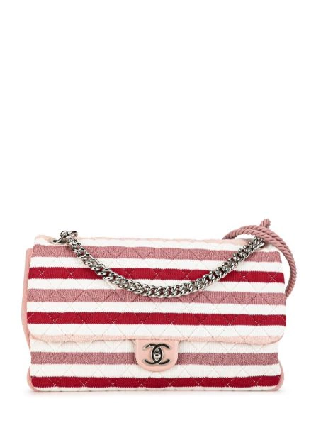 HOT SALE Rope Jersey CHANEL 2019 and Stripe Maxi satchel Flap Women Felt 0417